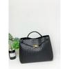 oversized bow metal rope buckle cowhide woven bag women's autumn and winter new leather large-capacity handbag