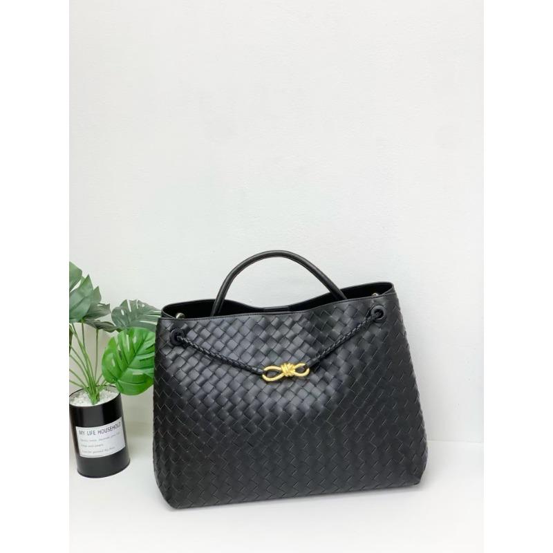 oversized bow metal rope buckle cowhide woven bag women's autumn and winter new leather large-capacity handbag