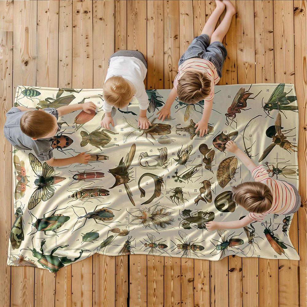Insect-Printed Quilt Blanket , Warm and Comfortable Throw Blanket Sofa Bed Sofa Camping Trip, the Best Gift.