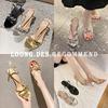 Summer New Fashionable and Sexy Stiletto with One-word Buckle with Open-toe French Large-size Sandals for Women