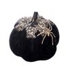 Flannel Halloween Pumpkin Decorations Handmade with Spider Pumpkin Figurine Rustic Harvest Pumpkin Ornament Table Decor