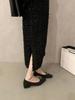 Xiaoxiangfeng low-heeled square-headed black single shoes women's 2025 new autumn and winter retro gentle plush commuter fluffy shoes