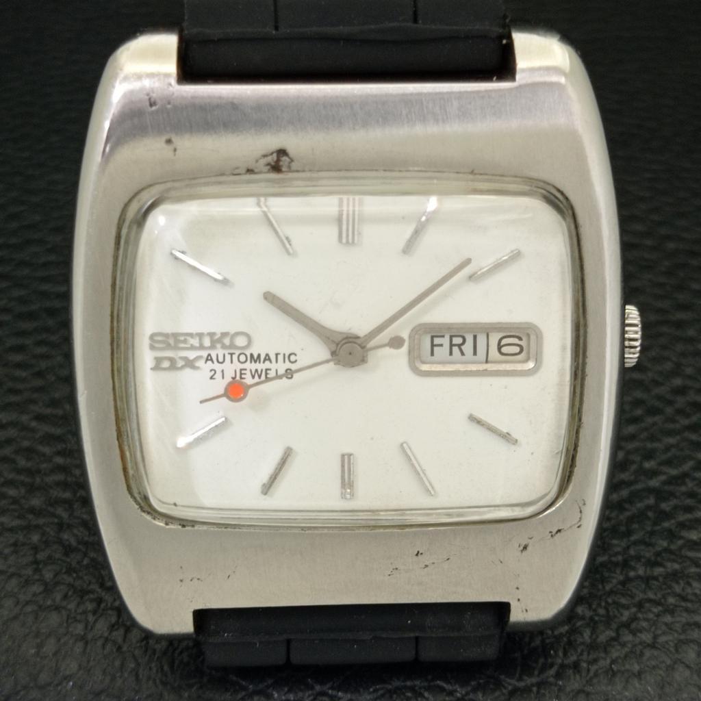 USED VINTAGE SEIKO DX AUTOMATIC 6106C JAPAN MENS WHITE DIAL WATCH a433863-2 R119-a433863