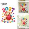 Holiday Storefront Glass Adhesives Chinese New Year Window Stickers, 2027 Goat Static Clings, Cute Removable PVC Stickers Crochet Knit Sheep