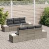 7 Piece Grey Garden Sofa Set with Cushions