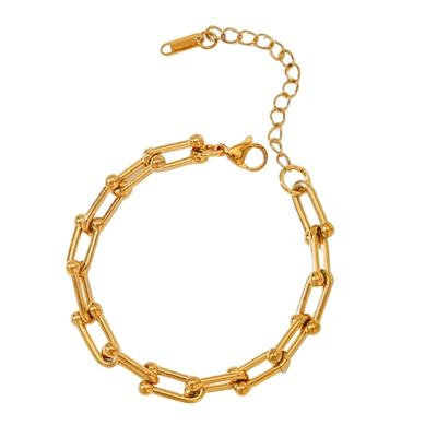 Elegant Horseshoe Clasp Bracelet Stainless Steel Jewelry 8mm & 6.5mm Widths Gold Silver Tone Adjustable Chain for Women Men