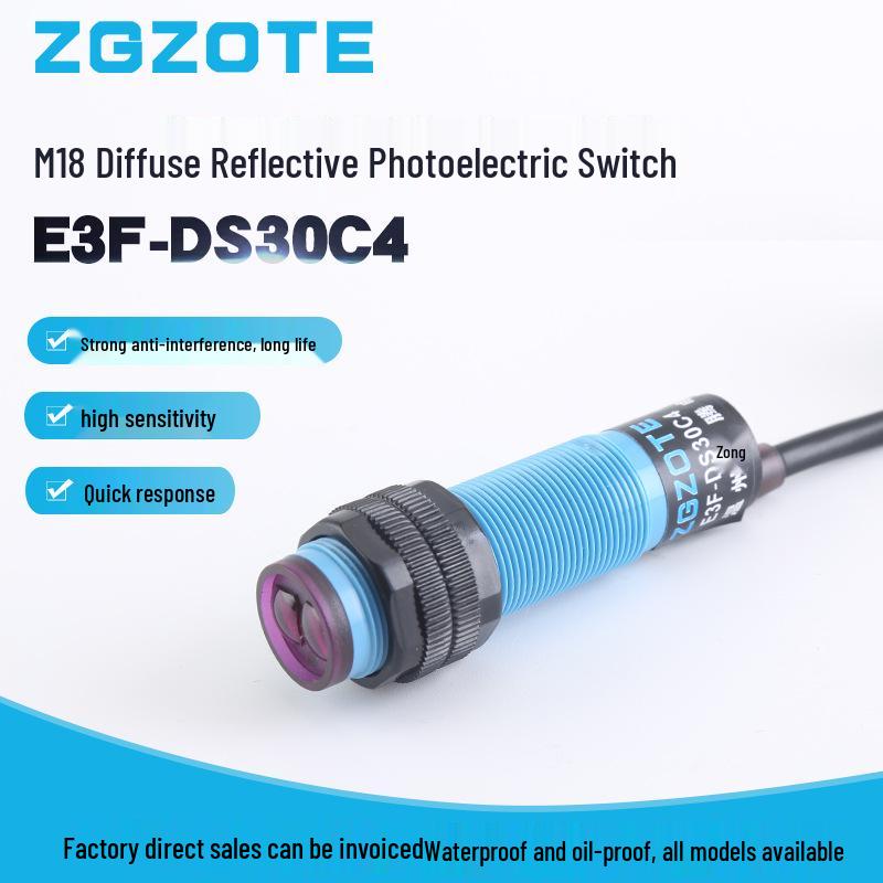 Zongteng E3F-DS30C4/10C4 Infrared 3-Wire NPN NO 6-36V Diffuse Reflective Photoelectric Sensor