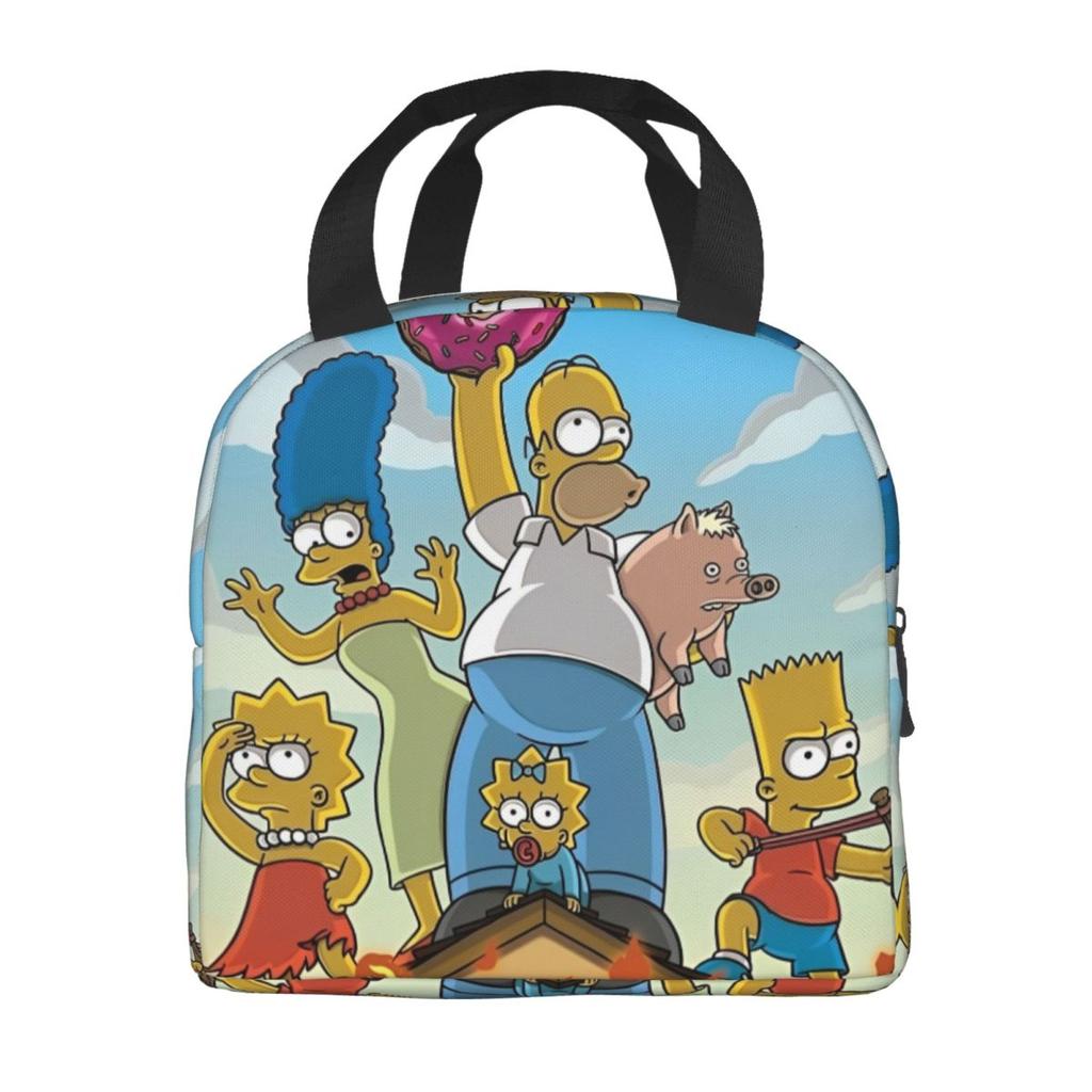 The S-Simpsons Face Accessories Insulated Lunch Bag For Travel Food Storage Bag Portable Cooler Thermal Lunch Boxes