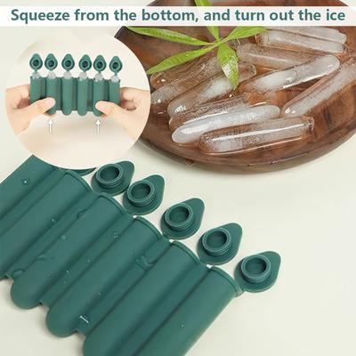 5 Pack Silicone Ice Cube Tray with Lid, Long Shape 6 Holes Ice Cube Molds, Ice Maker Flexible , Easy Release Ice Tray with Spill-Resistant Cover