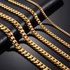 Stainless Steel Chunky Miami Cuban Chain Necklace for Men Women Punk Boy Classic Gold Plated Choker Neck Jewelry Accessory
