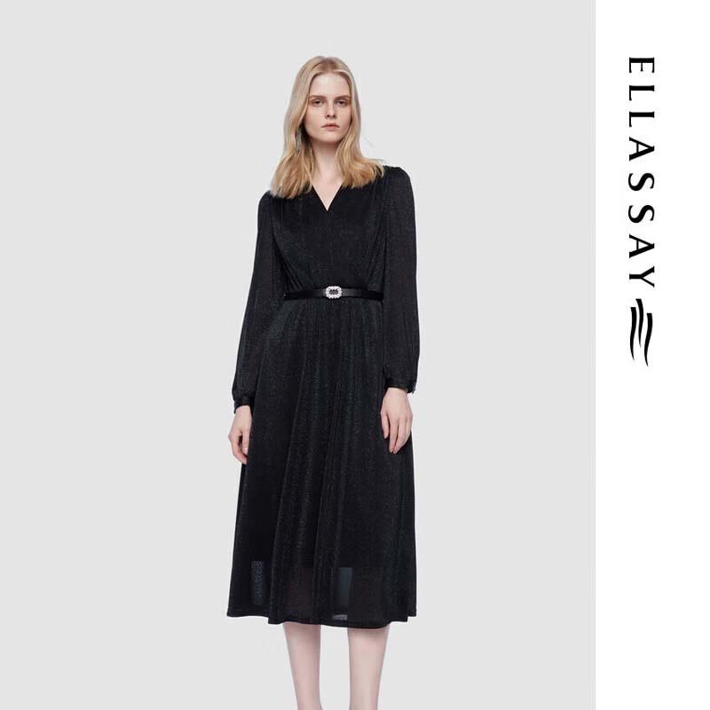 

ELLASSAY French V-Neck Cinched Waist Mid-Length Dress EWD361Y12900 S
