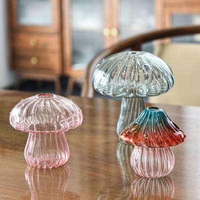 Vază Mini în Formă de Ciupercă Sticlă Colorată Transparentă Vază Hidroponică Vază pentru Afișarea Florilor și Plantelor Decor pentru Casă
