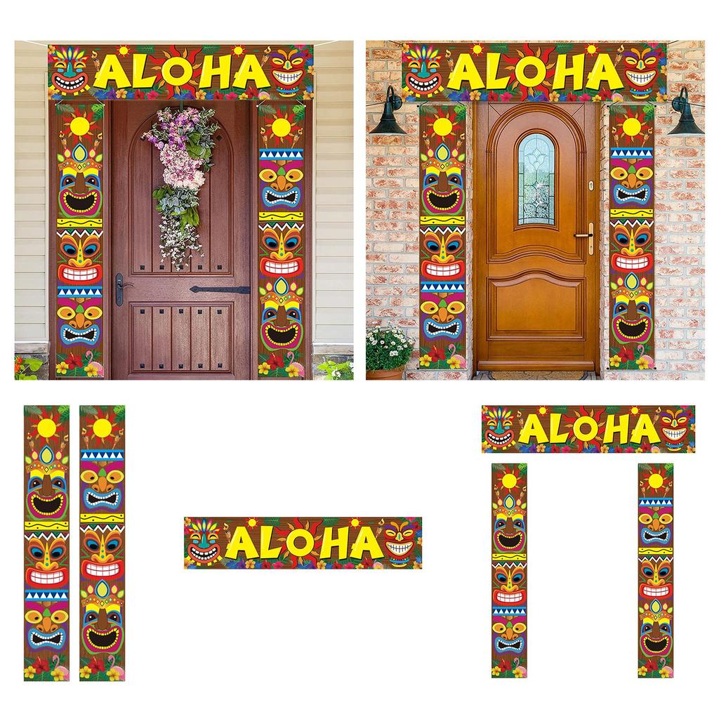 Hawaiian Party Decorations Door Wall Hanging Decor Carnival Hawaiian Party Tropical Banner for Carnival Party Pillar Door Window