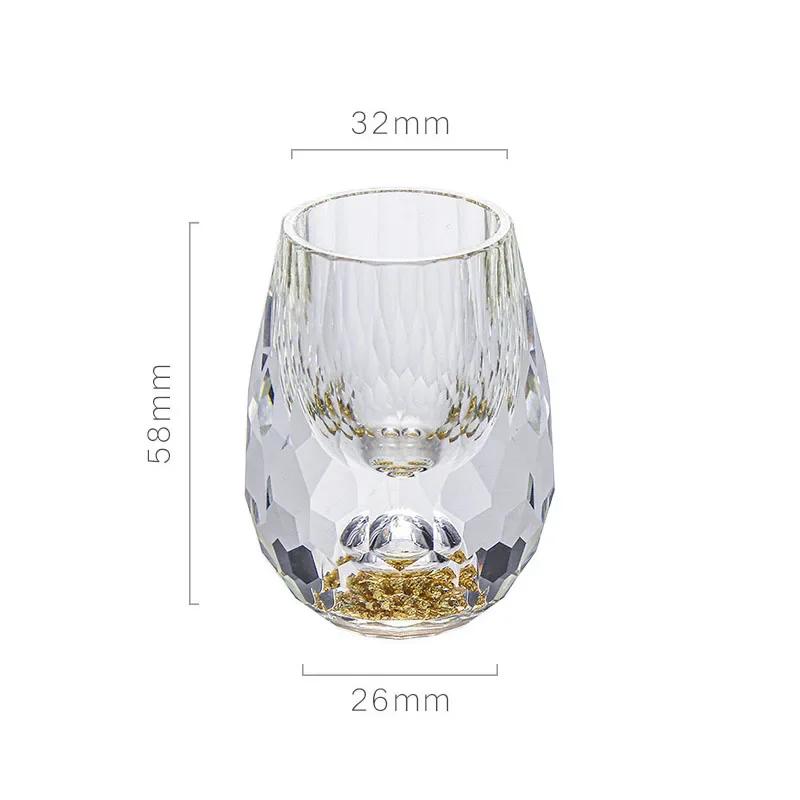 Luxury Crystal Glass Vodka Sake Shochu Bar Liqueur Double Bottom Gold Foil Glass Tea Cup High-end Gift Hard Liquor Wine Glasses 15ml