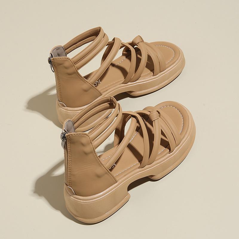 Jane Marie Shoes Sandals Women's 2025 Spring/Summer New Fashion Cross Strap Niche Design Platform Roman Sandals Children