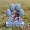 Imitation Stone Pet Tombstone with Paw Print Photo Frame Weather-Resistant Resin Memorial Stone for Dogs And Cats Engraved Base for Custom Pet
