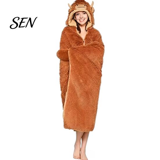 Plysch Pyjamas Huvtröja Djur Bärbar Filt Huvtröja, Vuxen Överdimensionerad Fleece Tröja Med Huvtröja Klädsel, Halloween Cosplay Kostym Sjal