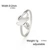 Hummingbird Flowers Leaves Open Ring Women Stainless Steel Adjustable Finger Rings Bird Animal Jewelry Birthday Gift