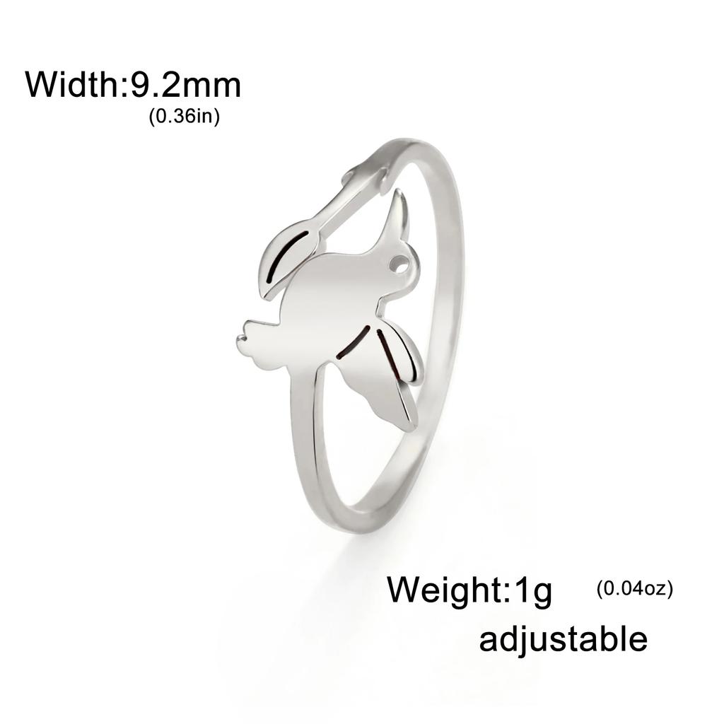 Hummingbird Flowers Leaves Open Ring Women Stainless Steel Adjustable Finger Rings Bird Animal Jewelry Birthday Gift