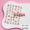 Festive 3D Apple & Cherry Bow Nail Stickers with Cartoon Cat Design