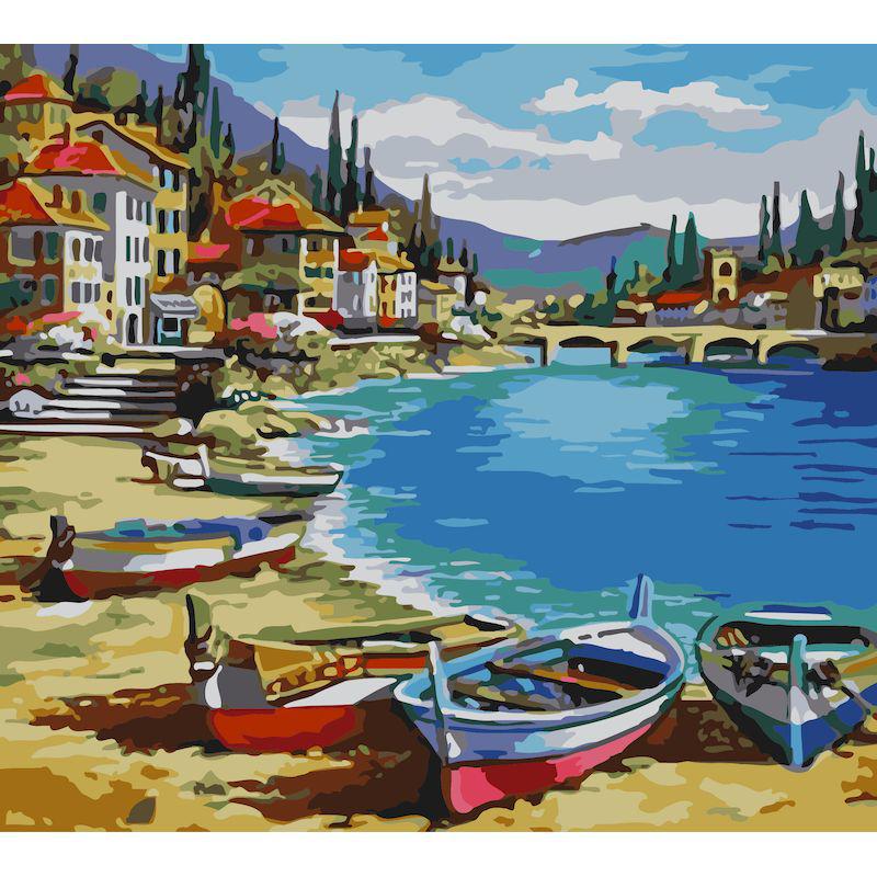 DIY Harbor Painting Kit - 40x50cm Digital Oil Painting Set