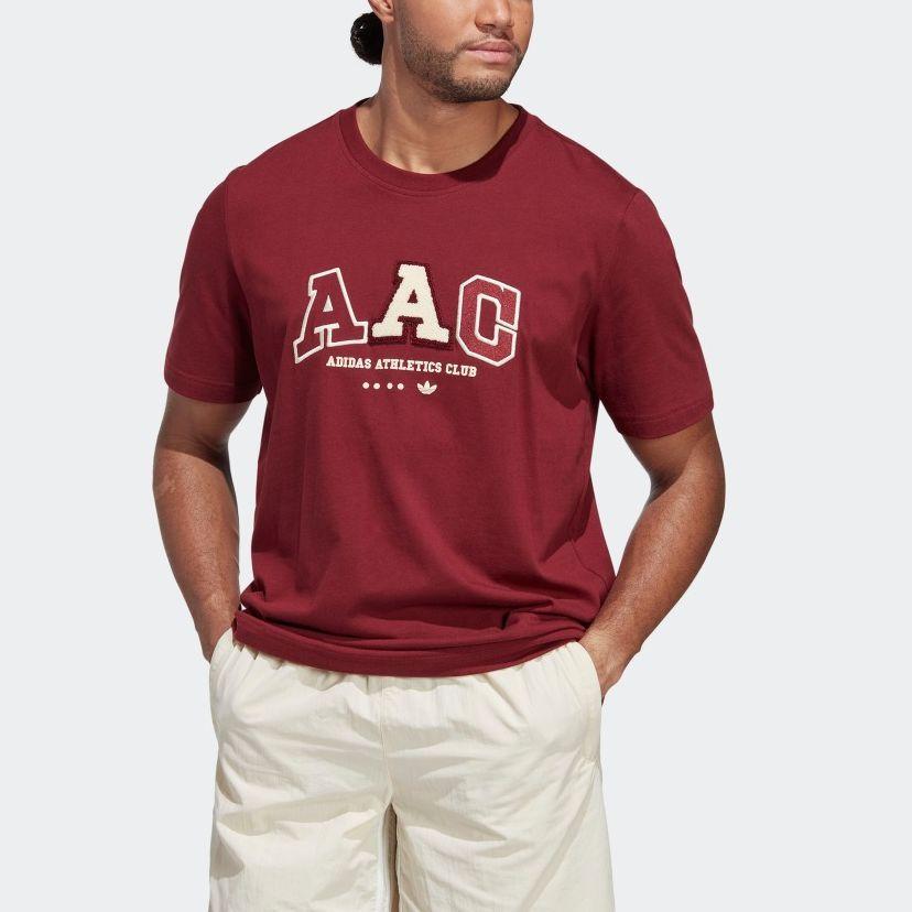 Adidas Originals Trefoil Logo Print Crew Neck Short Sleeve T-Shirt Men Tops Burgundy IC8373