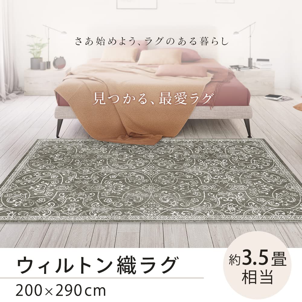 Iris Plaza Traditional European Wilton Woven Rug 200 X 290cm French Shabby Gray Certified Thickness Underfloor Heating Compatible Rug Mat Carpet GY