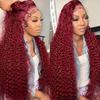 Fashion Front Lace Wine Red Wig Hot Selling Small Coiled Tube Afro Long Curly Wig Wig