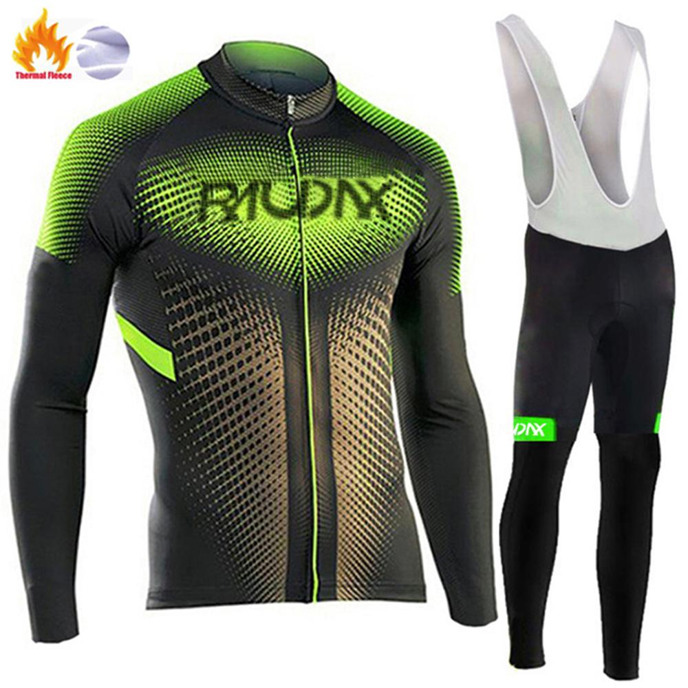 Winter Cycling Jersey Set Men Thermal Fleece Cycling Clothing Black Road Bike Suit MTB Uniforme Bicycle Maillot Ciclismo