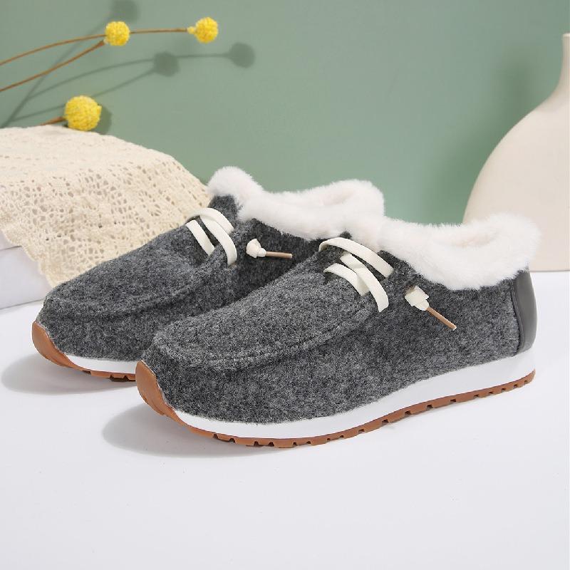 

Осень и зима новая большая размерная хлопковая обувь женская плоская подошва круглая голова пушистый верх бархат теплая женская обувь 43 серый