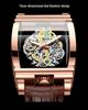 Men's Fashion Tourbillon Genuine Leather Motorcycle Watch - Waterproof & Luminous