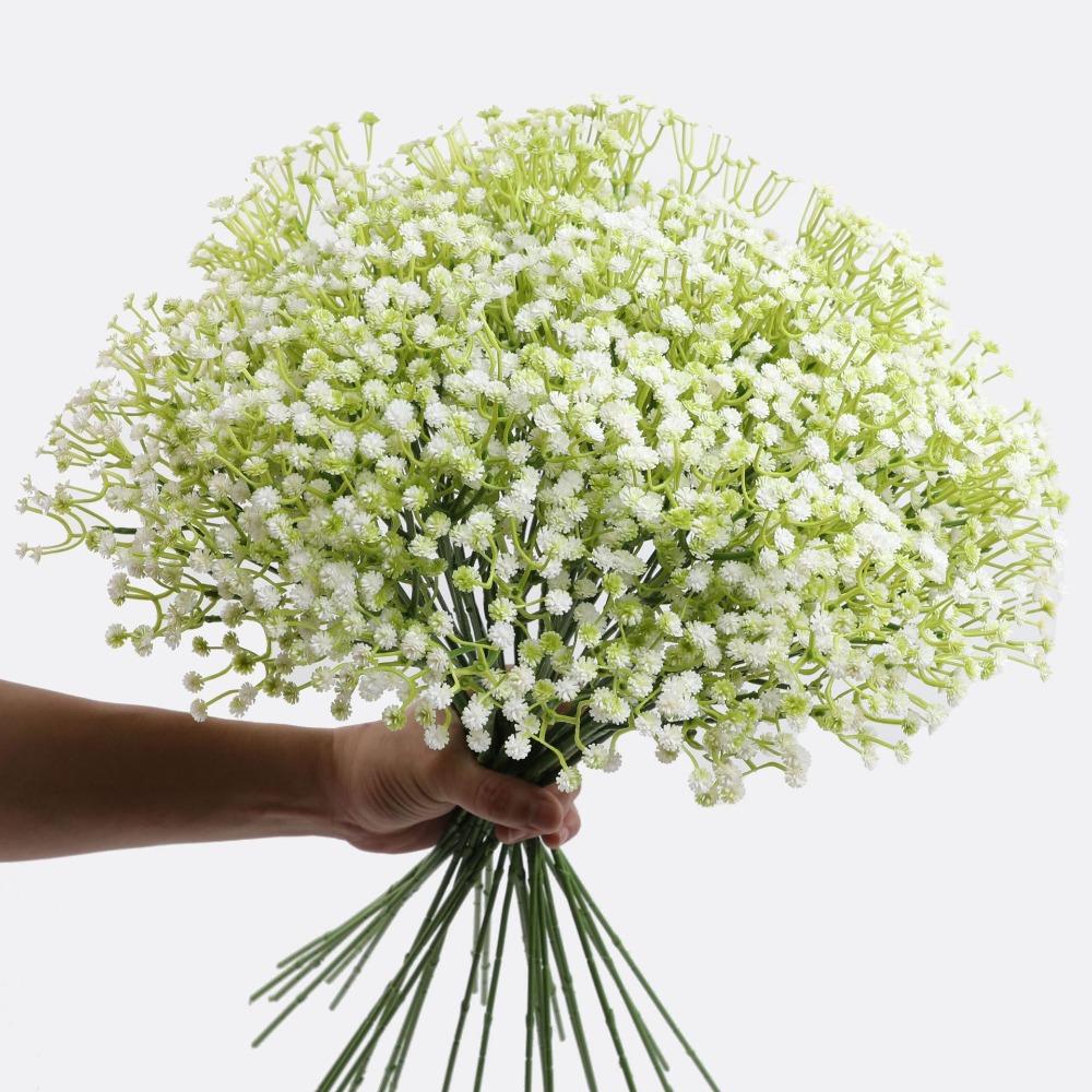 Umělé minihlavice Gypsophila Hortenzie Bílé květiny Svatební potřeby Domů DIY Dekor pro miminko Umělé květinové aranžmá