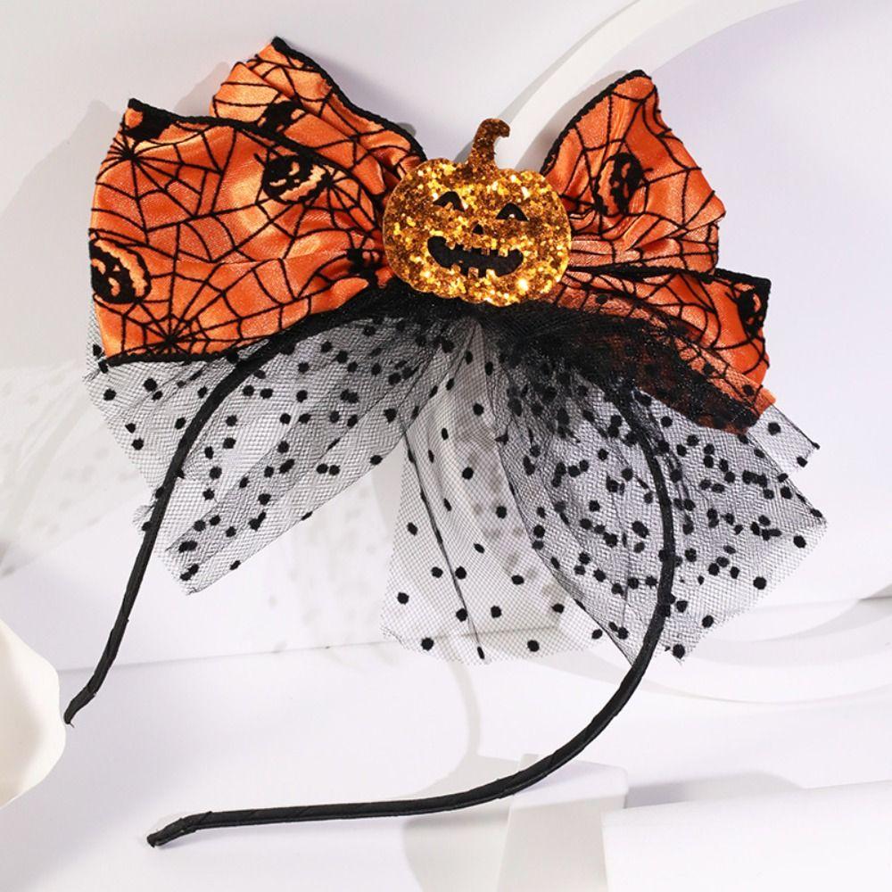 Ins Style Party Hairband Mesh Pumpkin Hairband Novelty Halloween Hair Hoop  Party