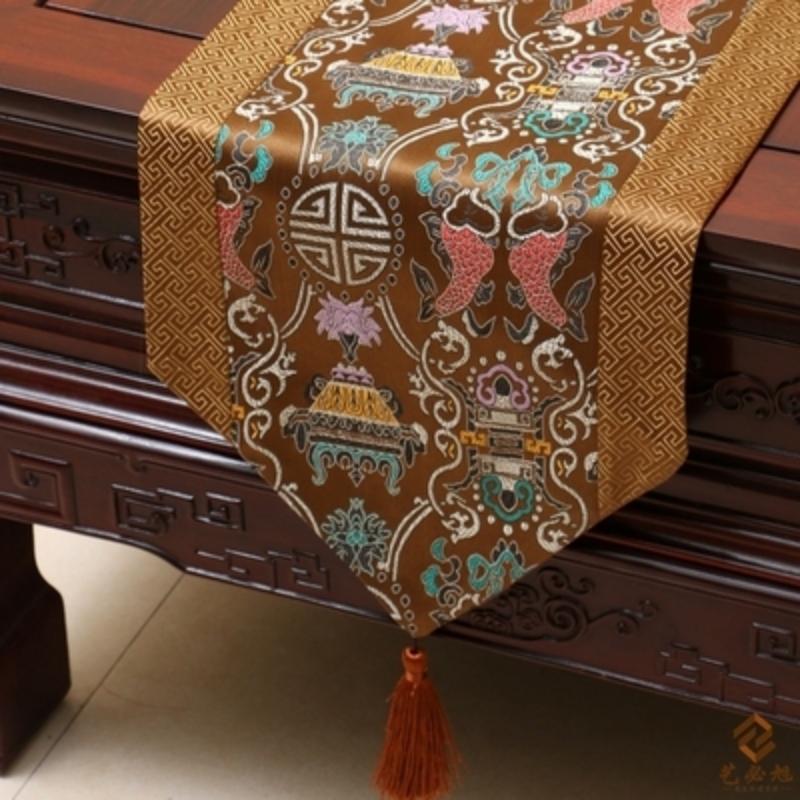 Steagul de masă din brocart țesut în stil chinezesc nou. Steagul de masă modern, simplu, masă rurală, masă de ceai față de masă