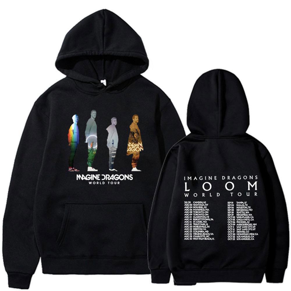 Imagine Dragons Loom World Tour 2024 Hoodies Hip Hop Rockband Vintage Sweatshirts Fan-Geschenk Unisex Locker Langarm Pullover