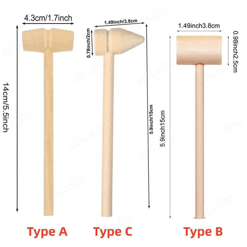 11/11/1 Pcs Mini Wooden Hammer Mallet Cake Demold Tool Jewelry Making Crab Lobster Seafood Crackers Balls Toy Kid Pounding