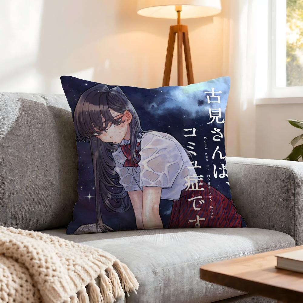 Anime Komi Can'T Communicate Cushion Cover 1Pcs Decorative Covers Soft Cushion Case For Sofa Couch Decor 40X40 45X45 Pillowcases