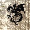 Handmade Metal Dragon Wall Art, 15.7x14in Black Iron Sculpture for Home Yard Balcony Decor, Unique Housewarming Gift