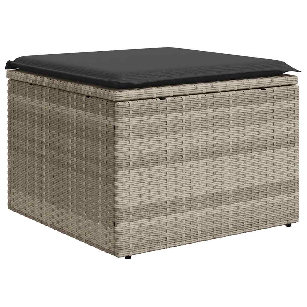 Vidaxl 9-Cz. Garden Furniture Set, Cushions, Light Grey Poly Rattan