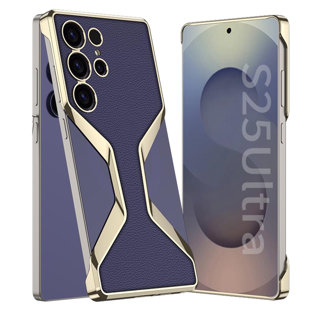 

For Samsung Galaxy S25 Ultra Boardless Case Electroplating PC+PU Slim Phone Back Cover Purple