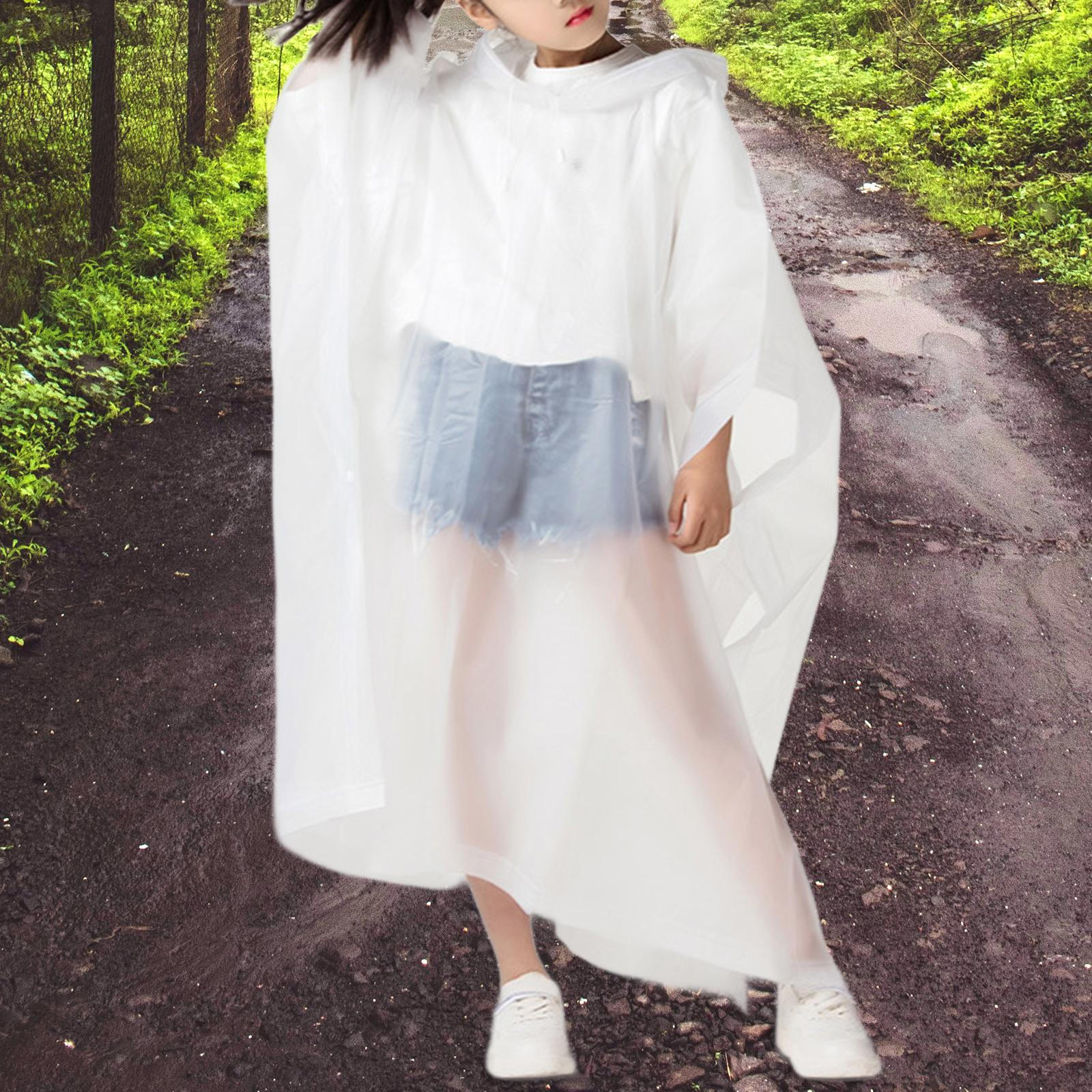 

Children s Rain Poncho with Hood, Lightweight Waterproof Outerwear for Kids білий