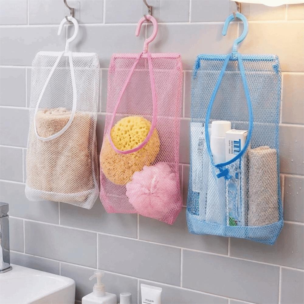 3PCS Space Saving Mesh Storage Basket Quick Dry Clothespin Mesh Bag for Kitchen