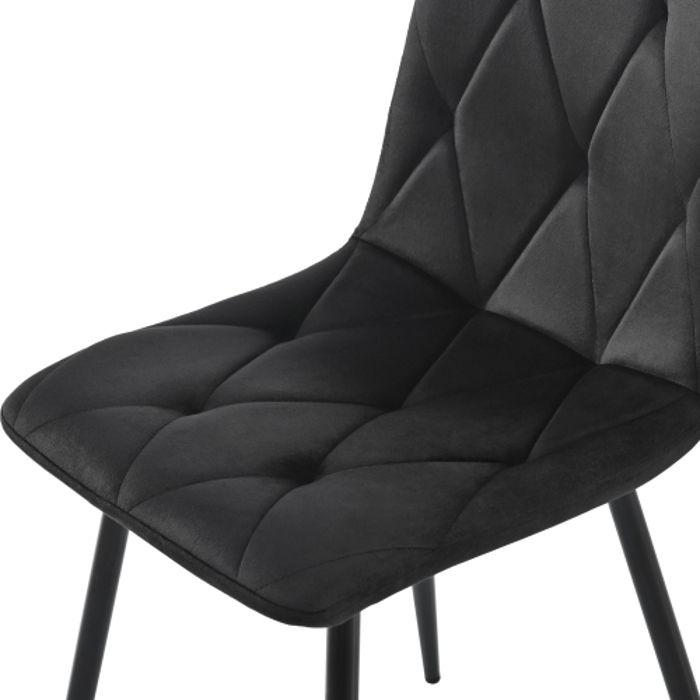 Chaises de salle à manger - MUVOE - Lot de 4 - Velours Noir - Design Contemporain - Rembourrées