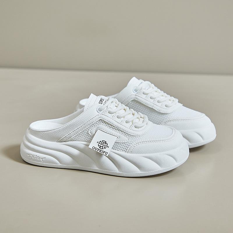 

Internet celebrity thick-bottomed bag head half slippers women s summer wear niche hemp rope bottom mesh breathable versatile cool slippers tide 40 білий