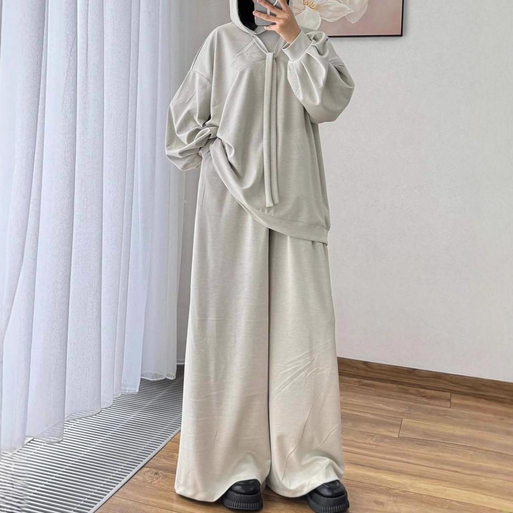 2025 cross-border European and American autumn new hooded long-sleeved sports pullover top waist wide-leg pants women's clothing