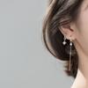 925 Sterling Silver Star Tassel Asymmetric Hoop Earrings for Women Round Disc Gold Earrings CZ Wedding Jewelry S-E1344