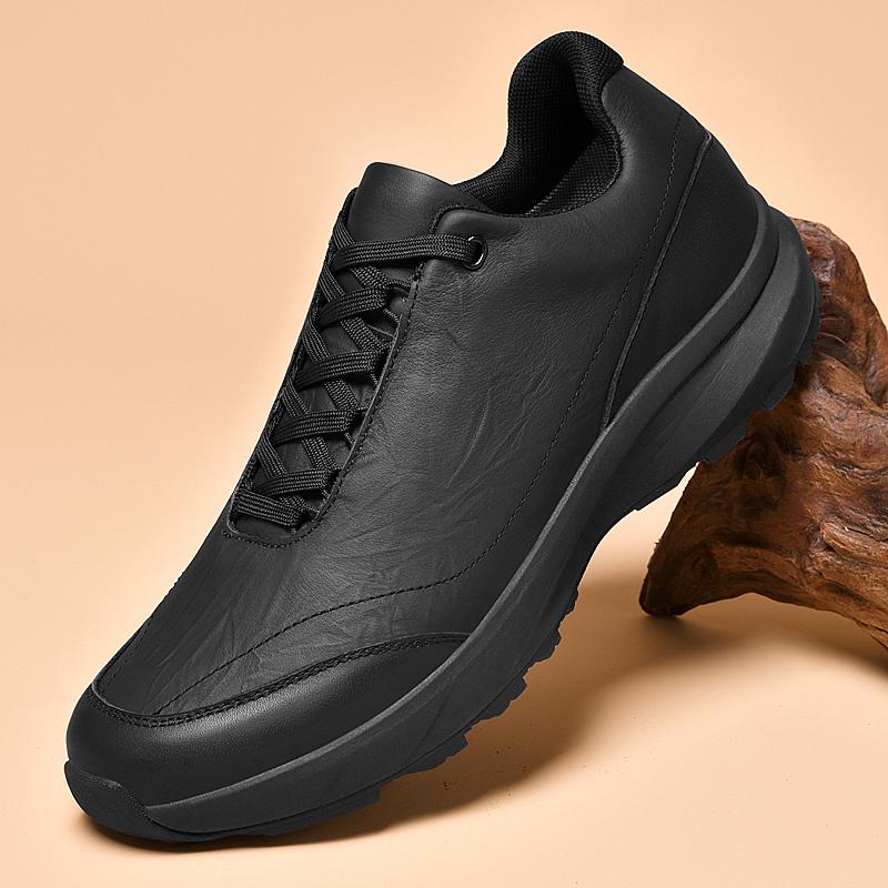 Fashionable High Quality Mens Comfortable Lace Up Casual Leather Shoes Classic Black Men Spring Breathable Non Slip Sports Shoes