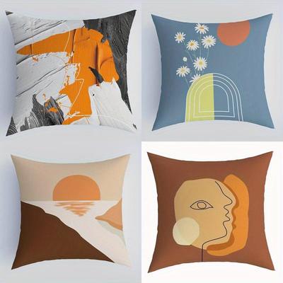 Home Decor Abstract Artistic Cushion Covers with Geometric Prints Pattern Cushion Cover Suitable for Sofa Bedroom Car Pillow