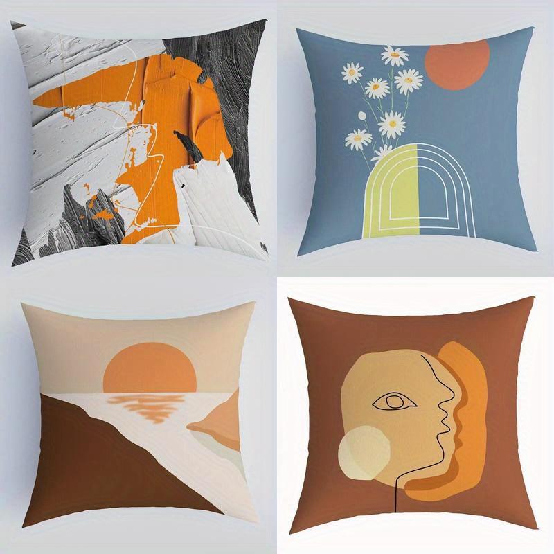Home Decor Abstract Artistic Cushion Covers with Geometric Prints Pattern Cushion Cover Suitable for Sofa Bedroom Car Pillow