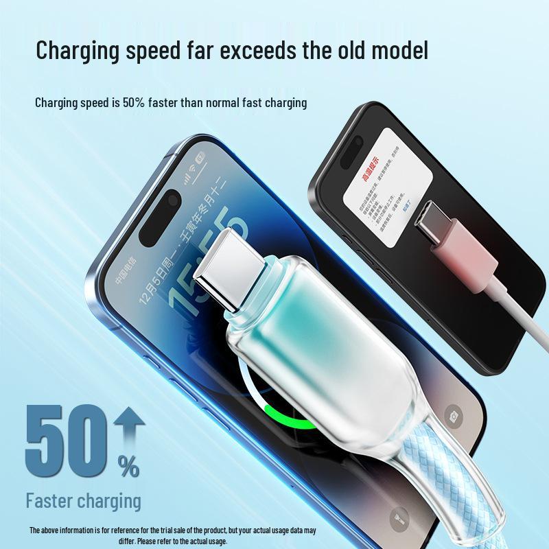 120W Type-C Data Cable: Super Fast Charging Compatible with Apple, Huawei, and Honor Phones
